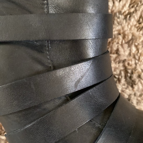 Sam Edelman Black Kendrix Leather Straps Heel Ankle Booties 6M - Picture 11 of 11